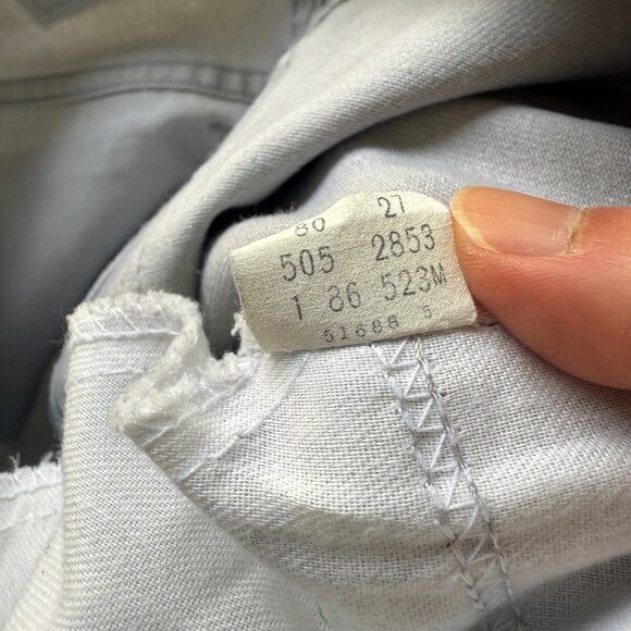 Vintage Levi's 505 White Tab Light Gray Jeans Pants Actual 29x27 Straight Leg - Picture 4 of 8